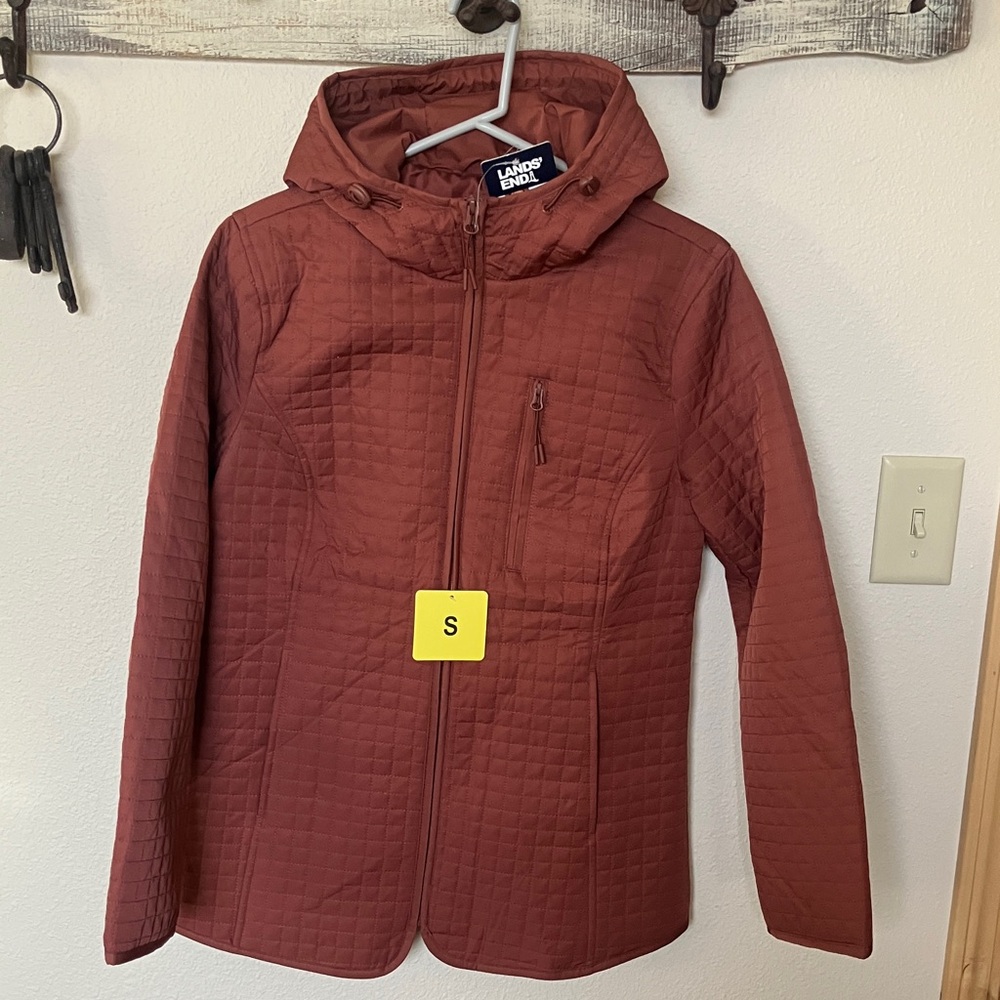 Women’s Lands' End Rust Quilted Hooded Jacket